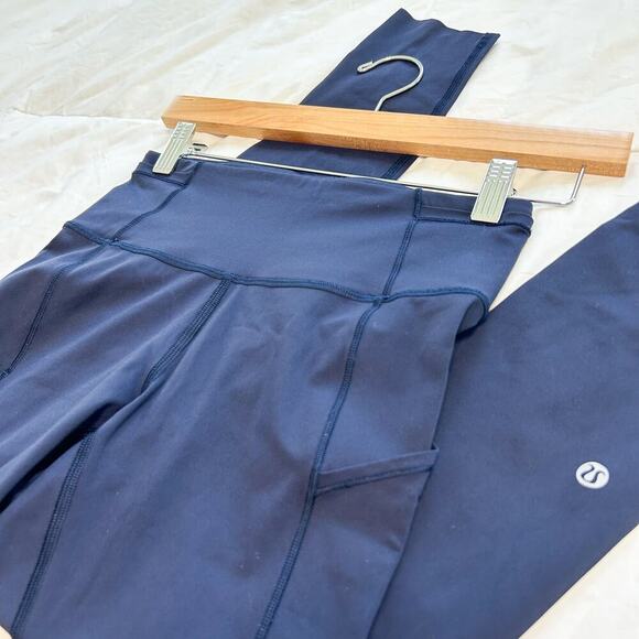 Lululemon Athletica Fast & Free 7/8 Tight 25” True Navy Nulux Leggings Size 4 - Picture 6 of 9